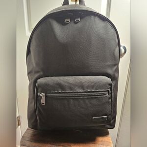Fossil Sawyer Black Leather Dome Backpack, NWT –